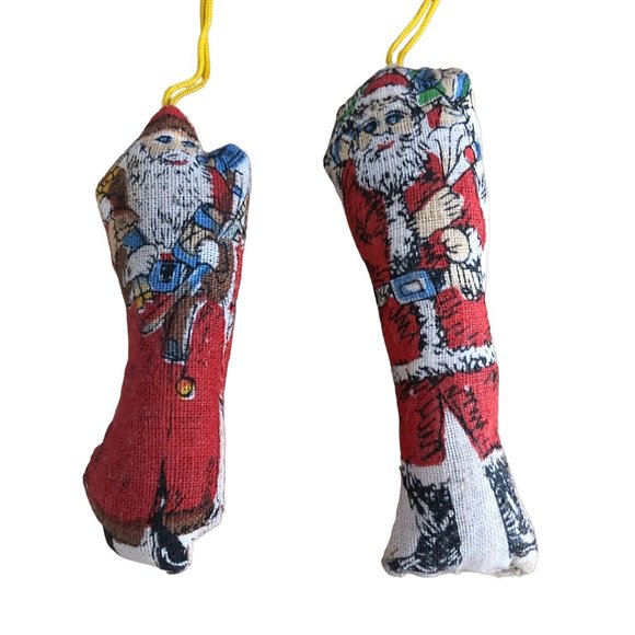 B Shackman Vintage 1970s Lot of 2 Santas Stuffed Father Christmas Pillow Ornamen - Picture 9 of 9